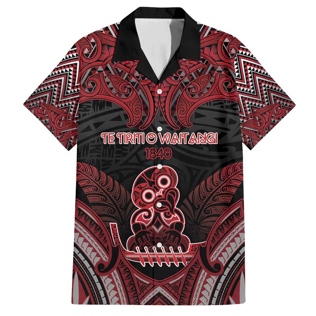 Personalised New Zealand Waitangi Day Family Matching Long Sleeve Bodycon Dress and Hawaiian Shirt Te Tiriti O Waitangi 1840 DT05 Dad's Shirt - Short Sleeve Black - Polynesian Pride