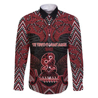 Personalised New Zealand Waitangi Day Family Matching Mermaid Dress and Hawaiian Shirt Te Tiriti O Waitangi 1840 DT05 Dad's Shirt - Long Sleeve Black - Polynesian Pride