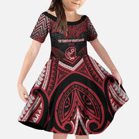 Personalised New Zealand Waitangi Day Family Matching Puletasi and Hawaiian Shirt Te Tiriti O Waitangi 1840 DT05 Daughter's Dress Black - Polynesian Pride