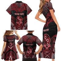 Personalised New Zealand Waitangi Day Family Matching Short Sleeve Bodycon Dress and Hawaiian Shirt Te Tiriti O Waitangi 1840 DT05 - Polynesian Pride