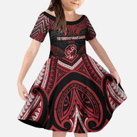 Personalised New Zealand Waitangi Day Kid Short Sleeve Dress Te Tiriti O Waitangi 1840 DT05 KID Black - Polynesian Pride
