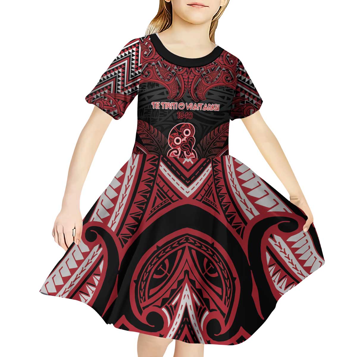 Personalised New Zealand Waitangi Day Kid Short Sleeve Dress Te Tiriti O Waitangi 1840 DT05 - Polynesian Pride