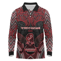 Personalised New Zealand Waitangi Day Long Sleeve Polo Shirt Te Tiriti O Waitangi 1840 DT05 Black - Polynesian Pride