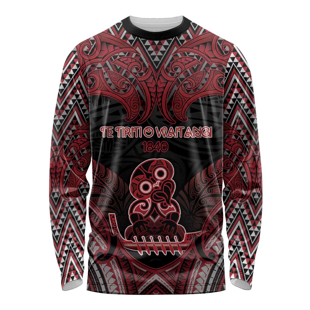 Personalised New Zealand Waitangi Day Long Sleeve Shirt Te Tiriti O Waitangi 1840 - Polynesian Pride