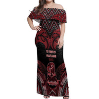 Personalised New Zealand Waitangi Day Off Shoulder Maxi Dress Te Tiriti O Waitangi 1840 - Polynesian Pride
