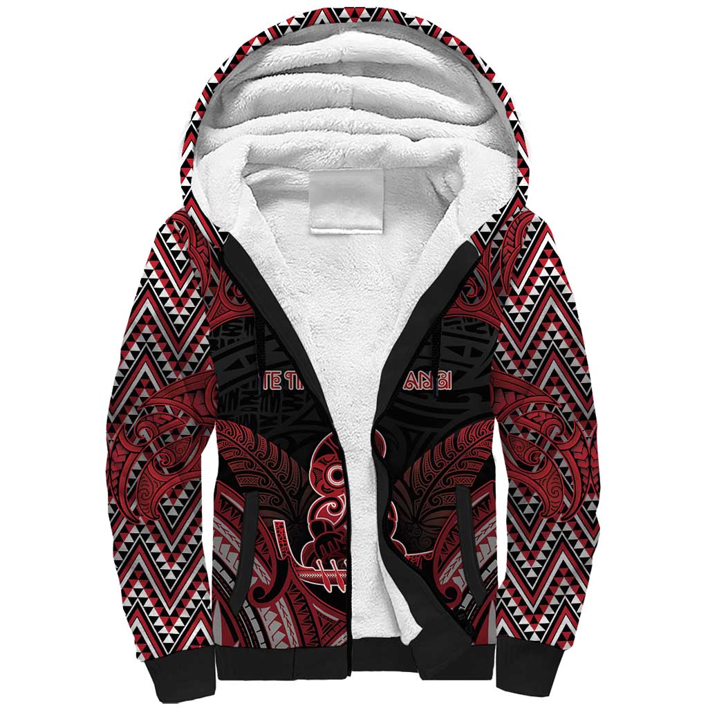 Personalised New Zealand Waitangi Day Sherpa Hoodie Te Tiriti O Waitangi 1840 DT05 Unisex Black - Polynesian Pride
