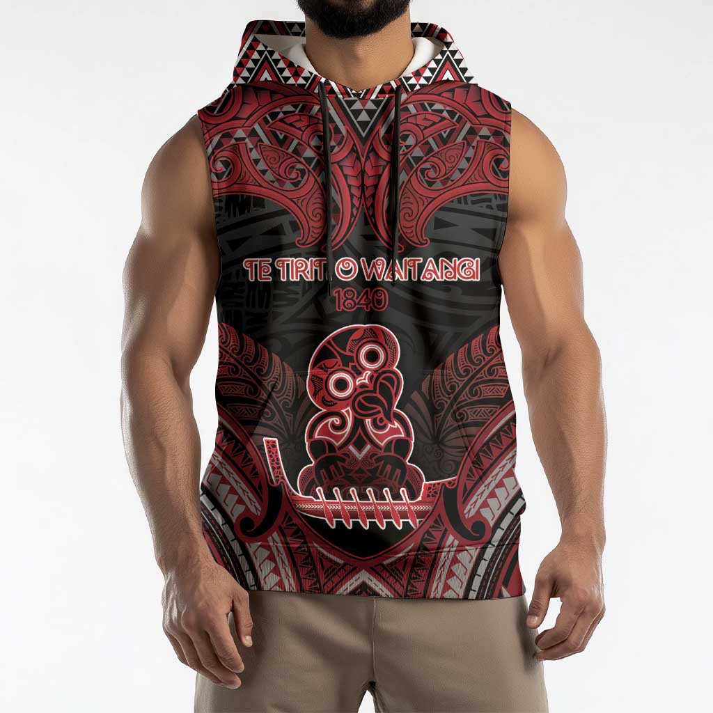 Personalised New Zealand Waitangi Day Sleeveless Hoodie Te Tiriti O Waitangi 1840 DT05 - Polynesian Pride