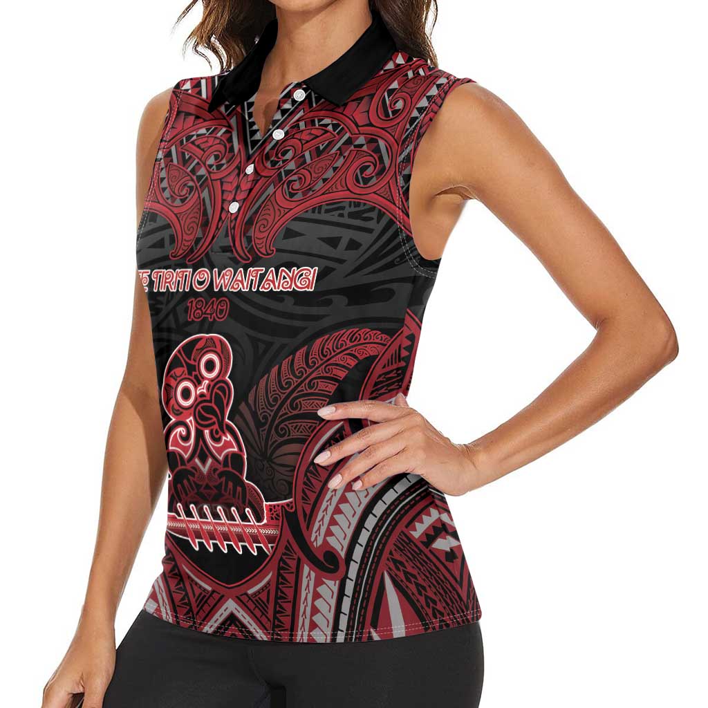Personalised New Zealand Waitangi Day Women Sleeveless Polo Shirt Te Tiriti O Waitangi 1840 DT05 - Polynesian Pride