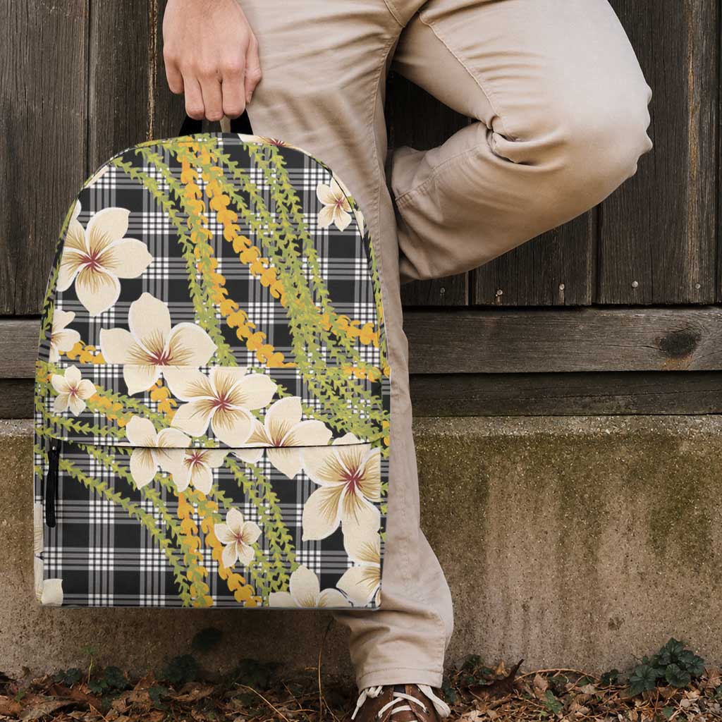Ele'ele Hawai'i Palaka Plumeria Backpack Puakenikeni and Maile Lei LT9 - Polynesian Pride