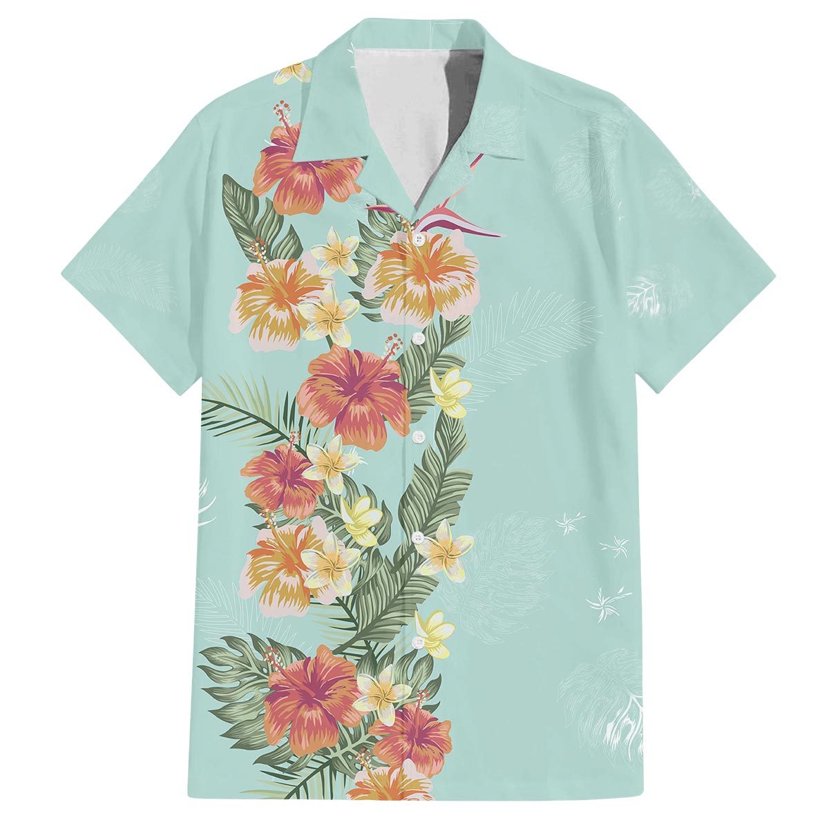 Hawaii Tropical Family Matching Outfit Hibiscus Flowers Polynesian Off Shoulder Long Sleeve Dress And Shirt Family Set Dad's Shirt - Short Sleeve - Polynesian Pride