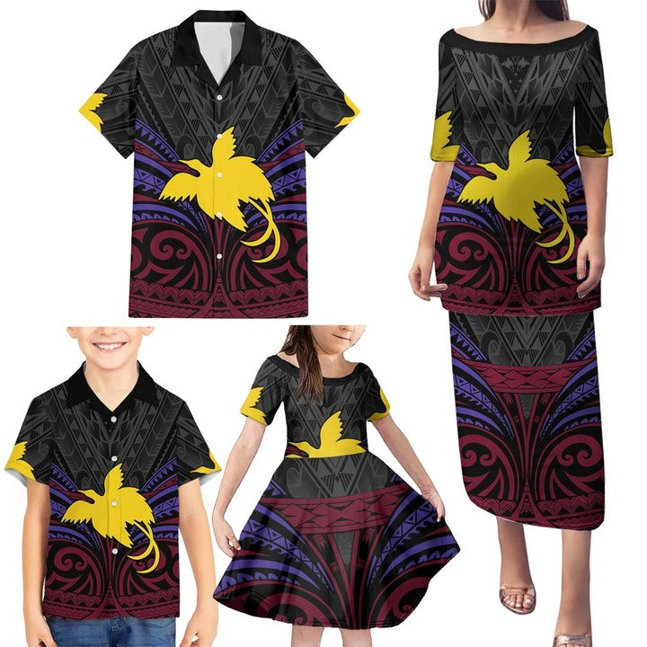 Papua New Guinea Family Matching Puletasi and Hawaiian Shirt PNG Tradional Pattern LT9 - Polynesian Pride