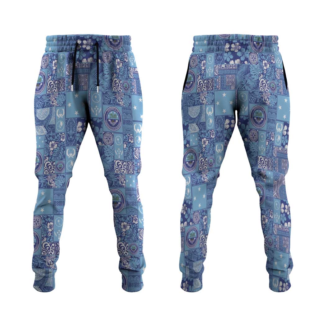 Federated States of Micronesia Merry Christmas Jogger Pants Pacific Patchwork Xmas Vibes LT9 Blue - Polynesian Pride