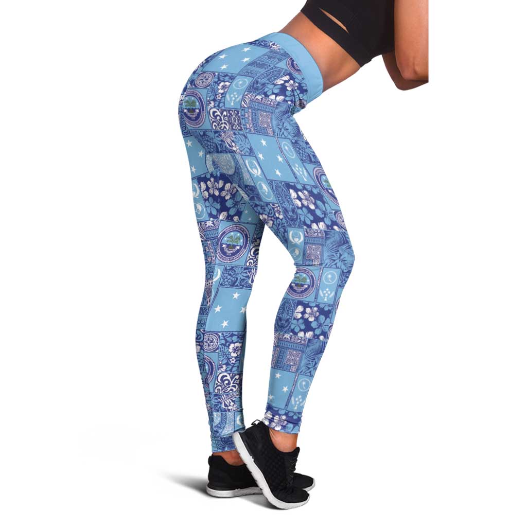Federated States of Micronesia Merry Christmas Leggings Pacific Patchwork Xmas Vibes - Polynesian Pride