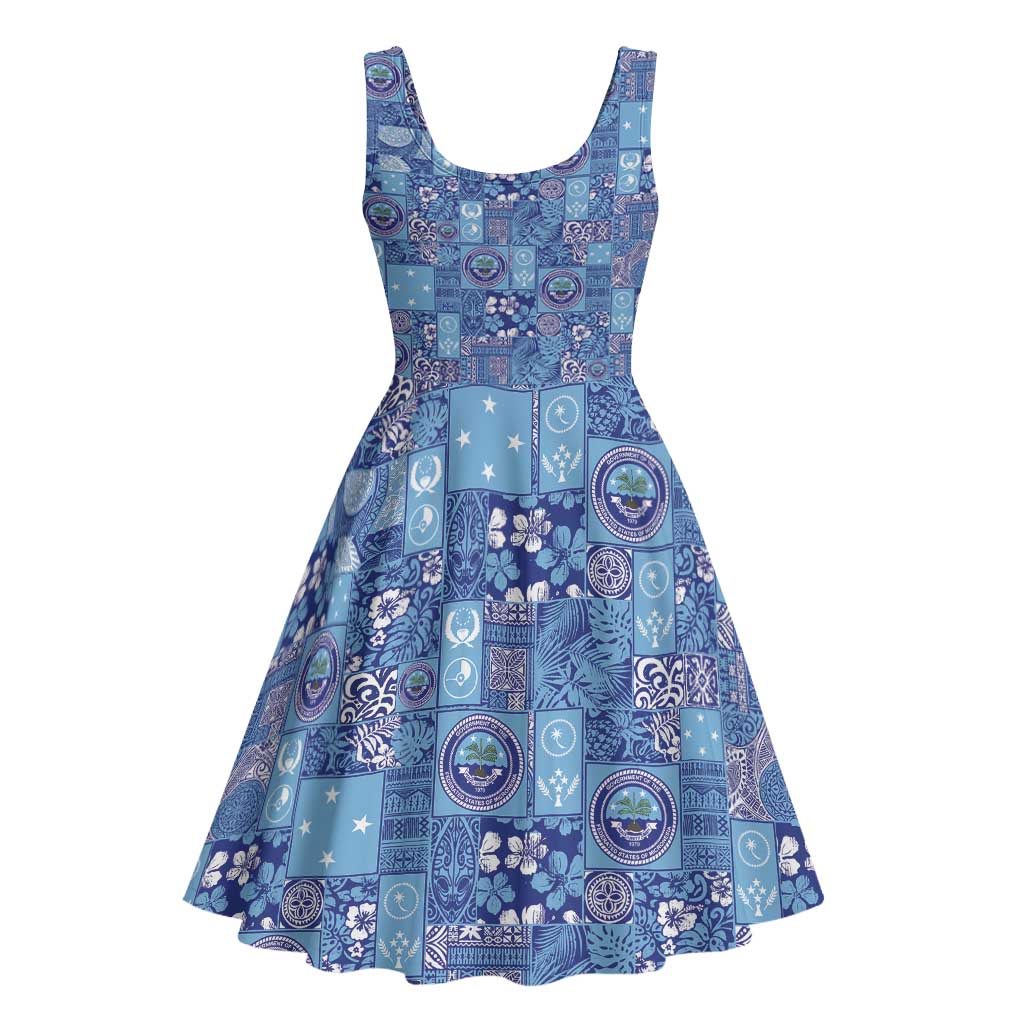 Federated States of Micronesia Merry Christmas Midi Dress Pacific Patchwork Xmas Vibes LT9 - Polynesian Pride
