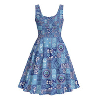 Federated States of Micronesia Merry Christmas Midi Dress Pacific Patchwork Xmas Vibes LT9 - Polynesian Pride