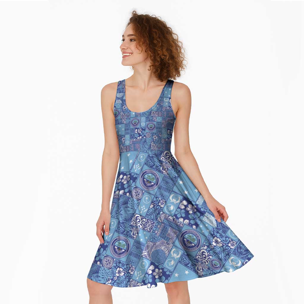 Federated States of Micronesia Merry Christmas Midi Dress Pacific Patchwork Xmas Vibes LT9 - Polynesian Pride