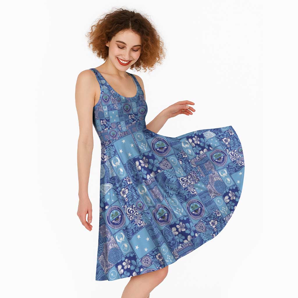 Federated States of Micronesia Merry Christmas Midi Dress Pacific Patchwork Xmas Vibes LT9 - Polynesian Pride