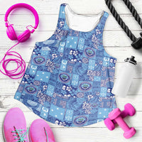 Federated States of Micronesia Merry Christmas Women Racerback Tank Pacific Patchwork Xmas Vibes LT9 Blue - Polynesian Pride