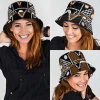 Fiji Brown Masi Pattern Bucket Hat Fijian Tapa