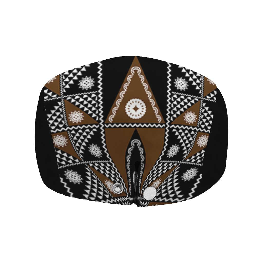 Fiji Brown Masi Pattern Jeff Hat Fijian Tapa