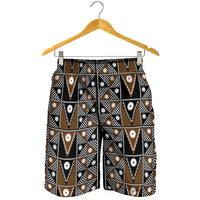 Fiji Brown Masi Pattern Shorts for Men Fijian Tapa