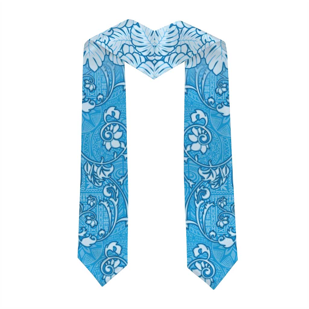 Fiji Graduation Stole Fijian Tapa Pattern Blue