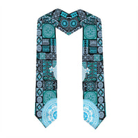 Fiji Graduation Stole Masi Tapa Pattern Blue