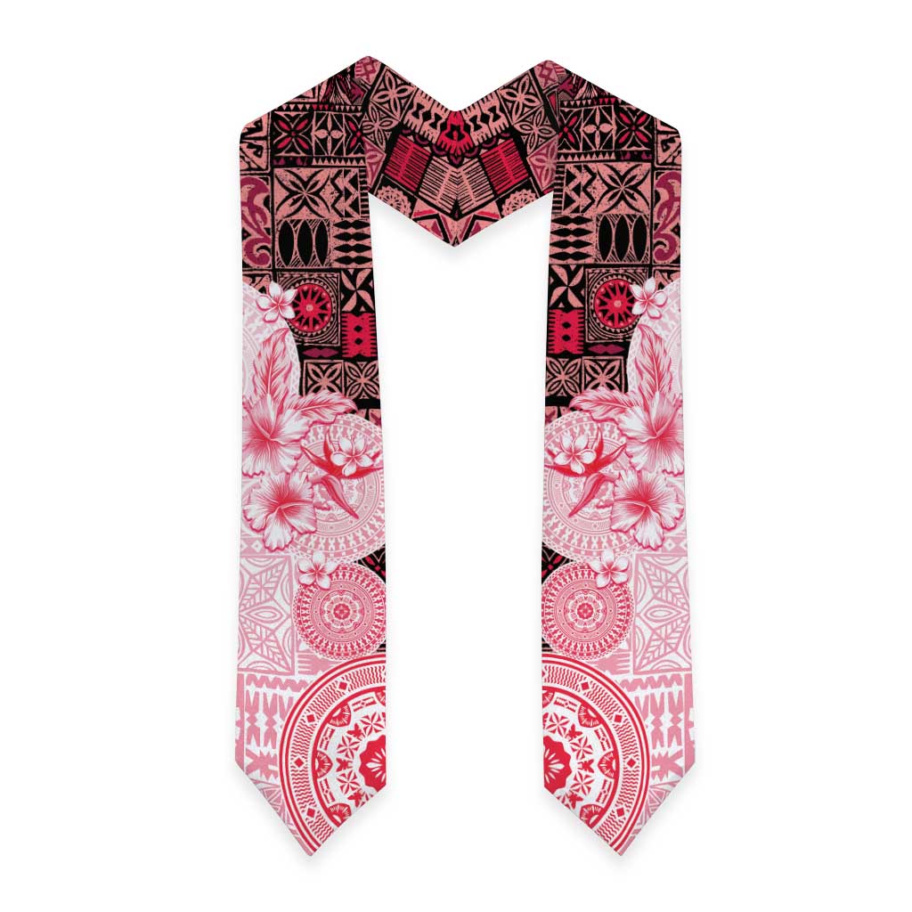 Fiji Graduation Stole Masi Tapa Pattern Red