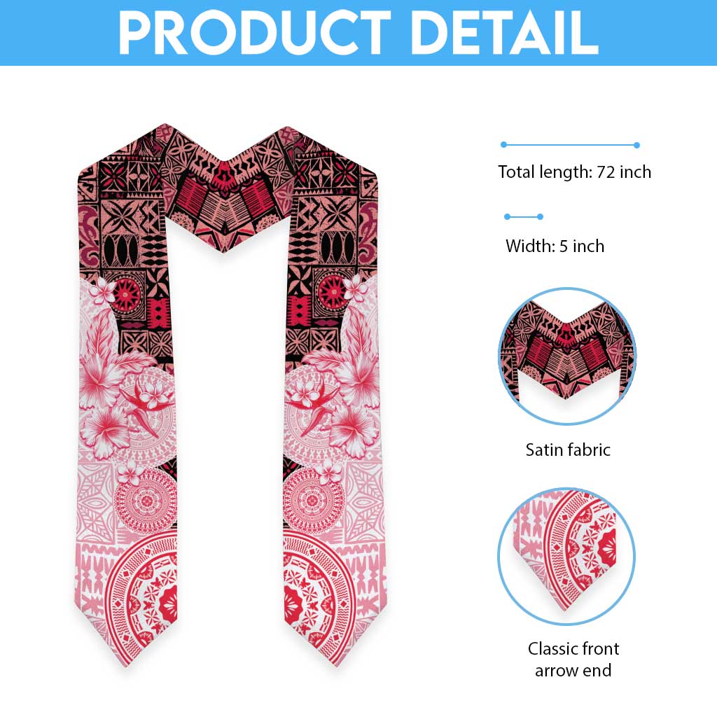 Fiji Graduation Stole Masi Tapa Pattern Red
