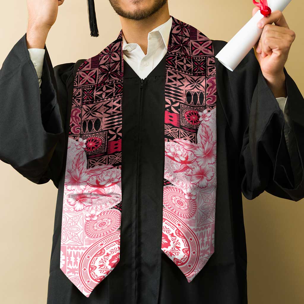 Fiji Graduation Stole Masi Tapa Pattern Red