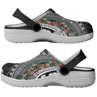 Fiji Hibiscus Clogs Shoes Tapa Masi Motifs with Tropical Plants LT03 - Polynesian Pride