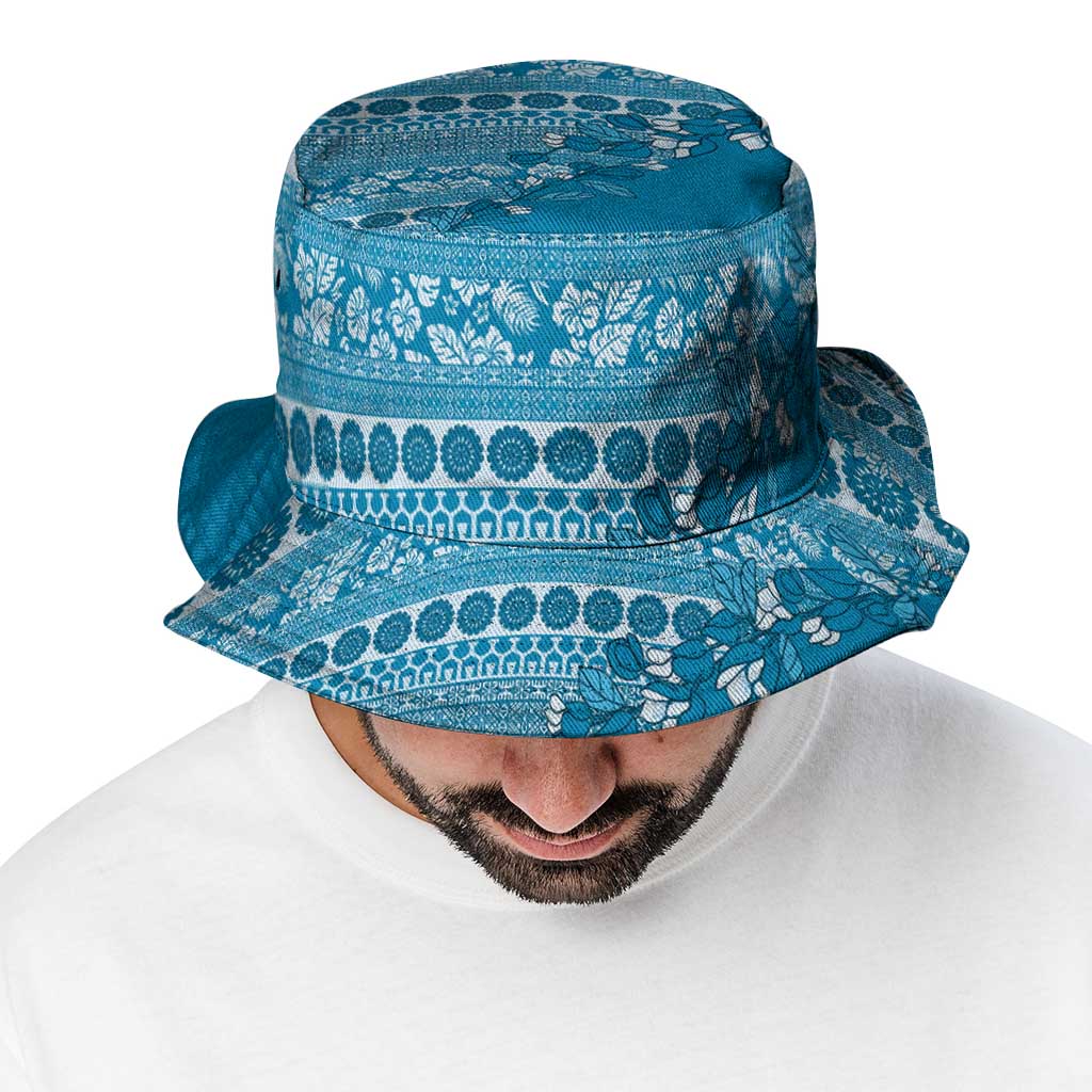 Fiji Marau na Kerisimasi Bucket Hat Aqua Tagimoucia Tapa Masi Tribal LT9 - Polynesian Pride