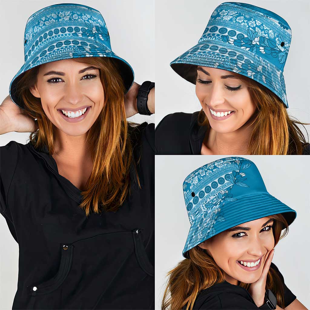 Fiji Marau na Kerisimasi Bucket Hat Aqua Tagimoucia Tapa Masi Tribal LT9 - Polynesian Pride