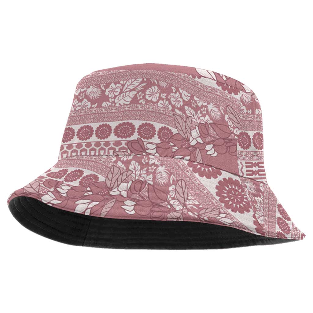 Fiji Marau na Kerisimasi Bucket Hat Dusty Rose Tagimoucia Tapa Masi Tribal LT9 One Size Pink - Polynesian Pride