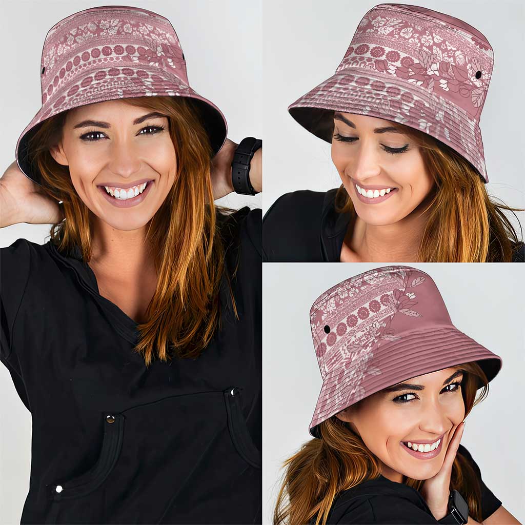 Fiji Marau na Kerisimasi Bucket Hat Dusty Rose Tagimoucia Tapa Masi Tribal LT9 - Polynesian Pride