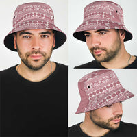 Fiji Marau na Kerisimasi Bucket Hat Dusty Rose Tagimoucia Tapa Masi Tribal LT9 - Polynesian Pride