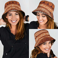 Fiji Marau na Kerisimasi Bucket Hat Gold Tapa Masi Inspired Christmas LT9 - Polynesian Pride