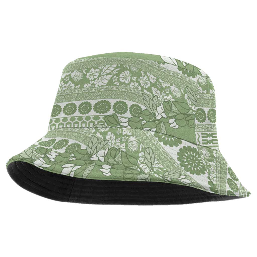 Fiji Marau na Kerisimasi Bucket Hat Sage Green Tagimoucia Tapa Masi Tribal LT9 One Size Green - Polynesian Pride
