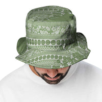 Fiji Marau na Kerisimasi Bucket Hat Sage Green Tagimoucia Tapa Masi Tribal LT9 - Polynesian Pride