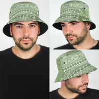 Fiji Marau na Kerisimasi Bucket Hat Sage Green Tagimoucia Tapa Masi Tribal LT9 - Polynesian Pride