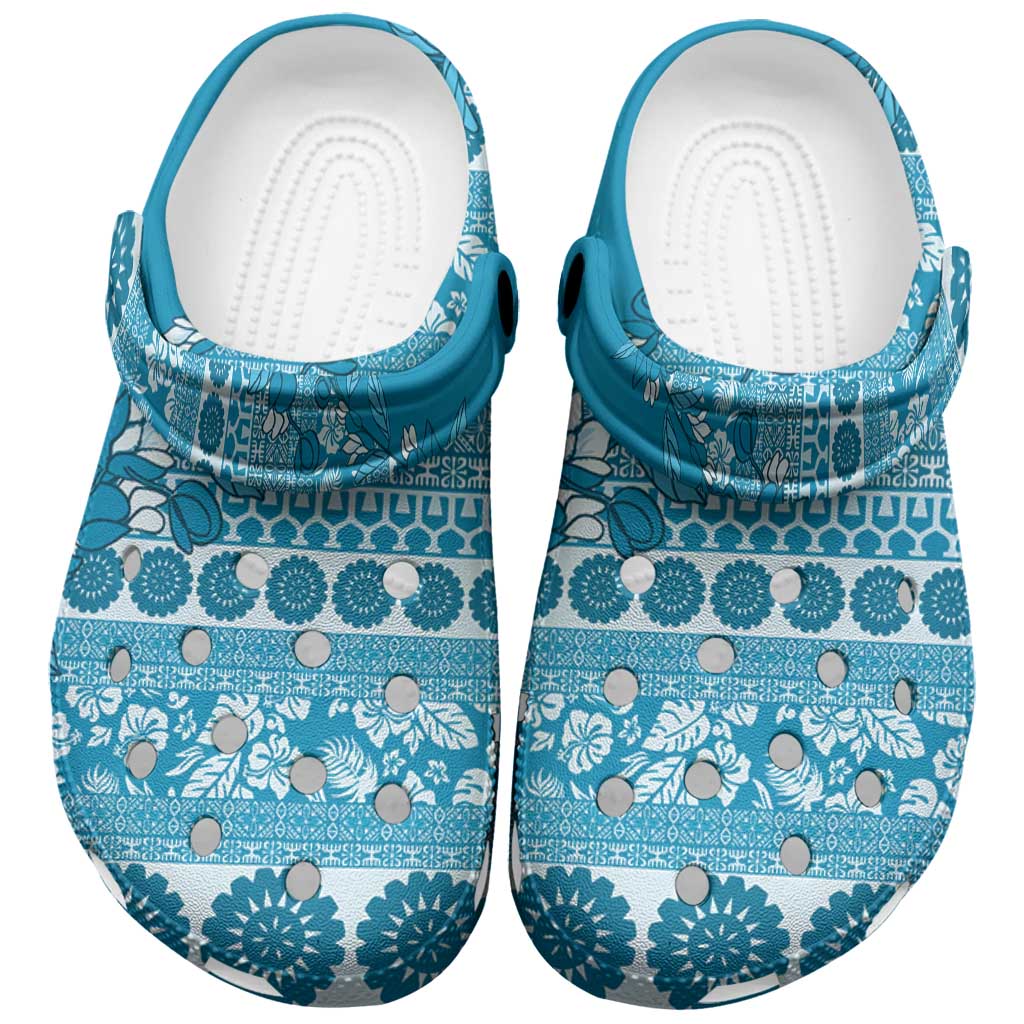 Fiji Marau na Kerisimasi Clogs Shoes Aqua Tagimoucia Tapa Masi Tribal LT9 Aqua - Polynesian Pride