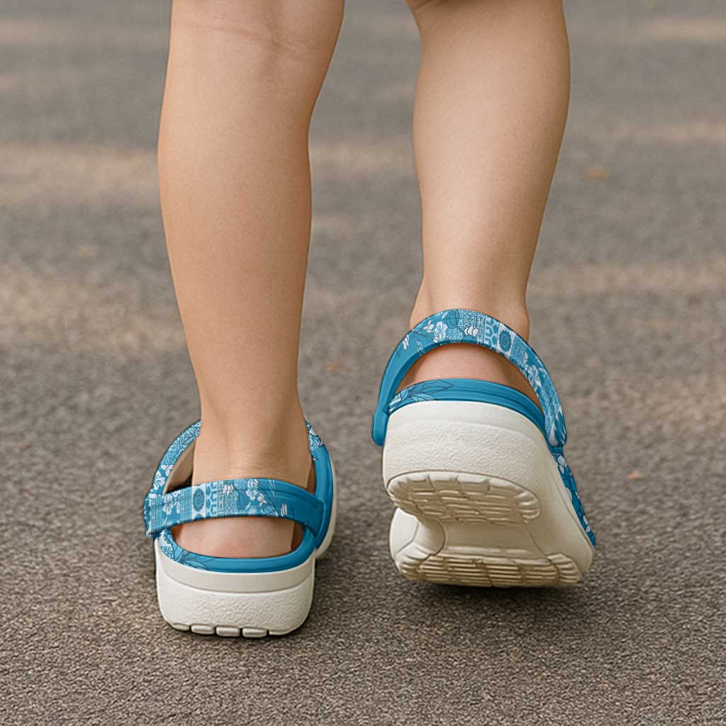 Fiji Marau na Kerisimasi Clogs Shoes Aqua Tagimoucia Tapa Masi Tribal LT9 - Polynesian Pride