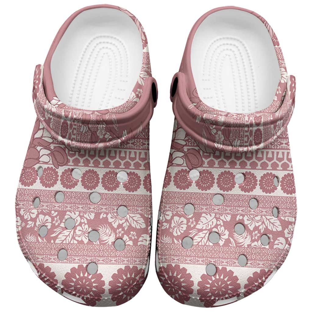 Fiji Marau na Kerisimasi Clogs Shoes Dusty Rose Tagimoucia Tapa Masi Tribal LT9 Pink - Polynesian Pride