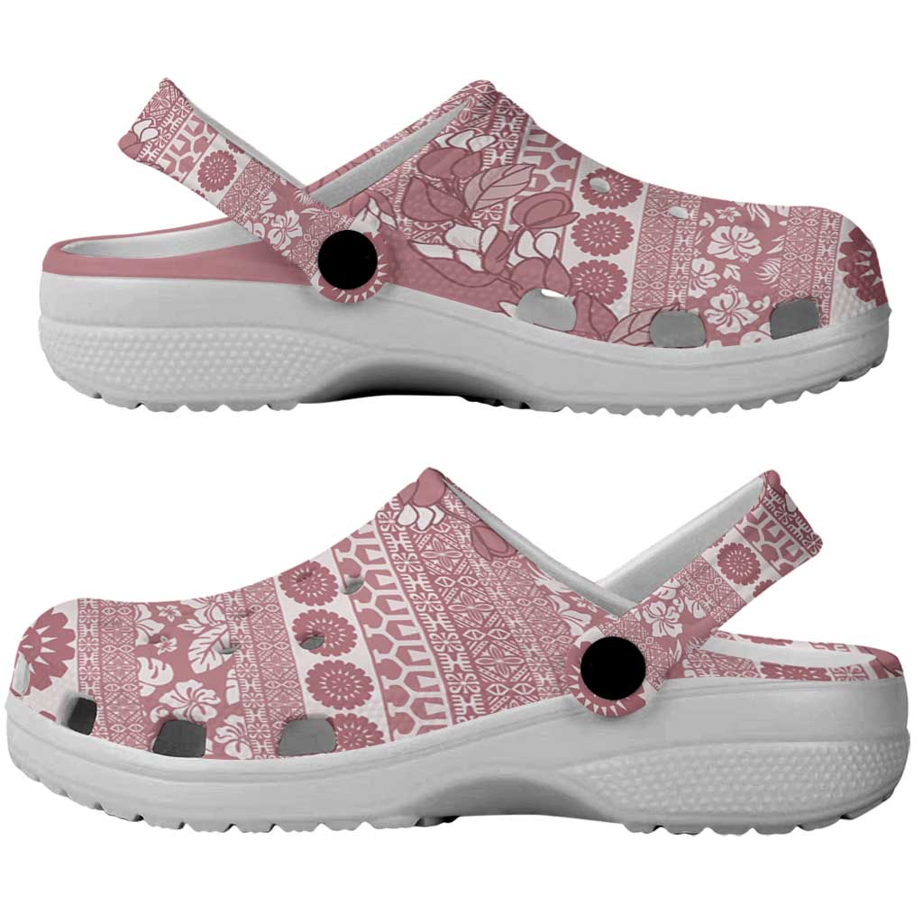 Fiji Marau na Kerisimasi Clogs Shoes Dusty Rose Tagimoucia Tapa Masi Tribal LT9 - Polynesian Pride