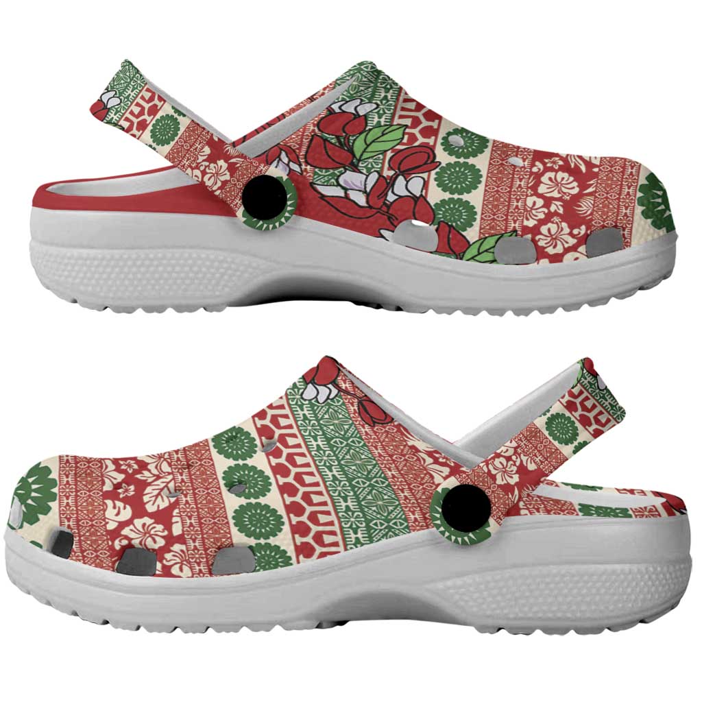 Fiji Marau na Kerisimasi Clogs Shoes Red Tagimoucia Tapa Masi Tribal - Polynesian Pride