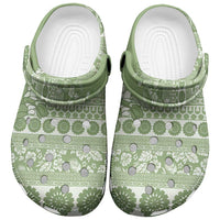 Fiji Marau na Kerisimasi Clogs Shoes Sage Green Tagimoucia Tapa Masi Tribal LT9 Green - Polynesian Pride