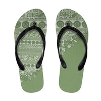 Fiji Marau na Kerisimasi Flip Flops Sage Green Tagimoucia Tapa Masi Tribal LT9 Green - Polynesian Pride