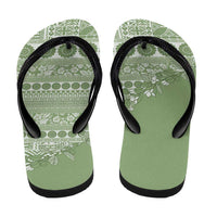 Fiji Marau na Kerisimasi Flip Flops Sage Green Tagimoucia Tapa Masi Tribal LT9 - Polynesian Pride