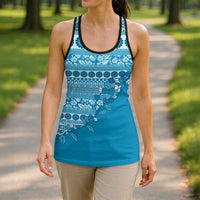 Fiji Marau na Kerisimasi Hollow Tank Top Aqua Tagimoucia Tapa Masi Tribal LT9 - Polynesian Pride