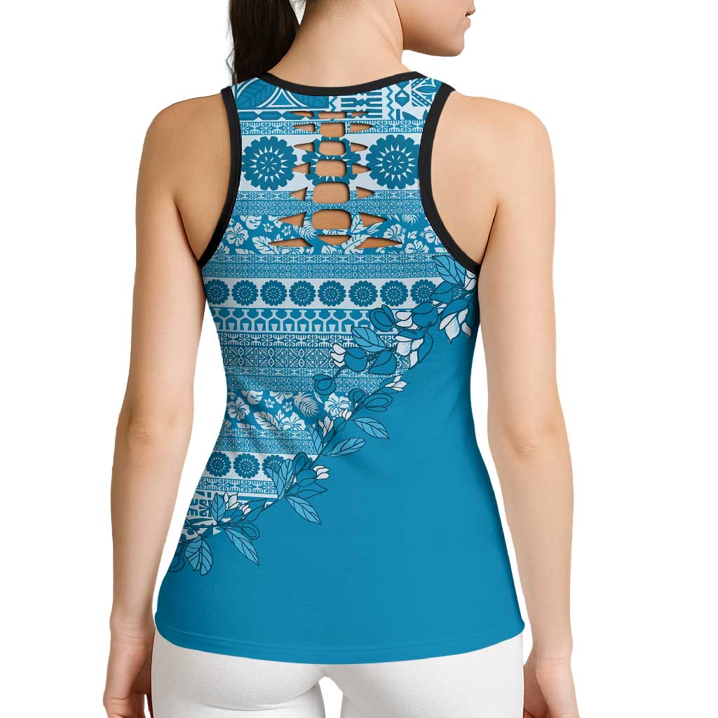 Fiji Marau na Kerisimasi Hollow Tank Top Aqua Tagimoucia Tapa Masi Tribal LT9 - Polynesian Pride